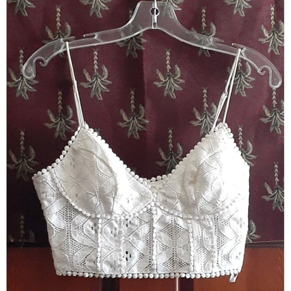 Musette Boho Lace Crop Top Summer Solstice Festival Metal Zipper Closure S